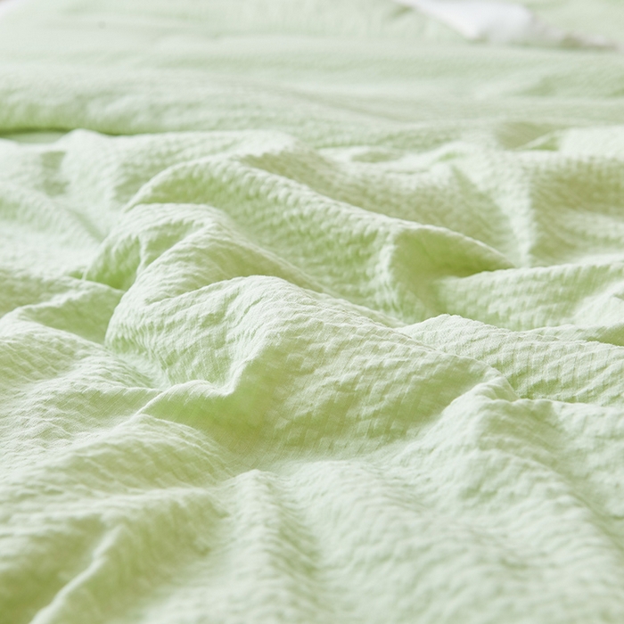 91家纺网 家纺一手货源 找家纺 欢乐季 2026新款A类提花皱皱纱超声波大豆夏被夏凉被空调被 薄荷绿