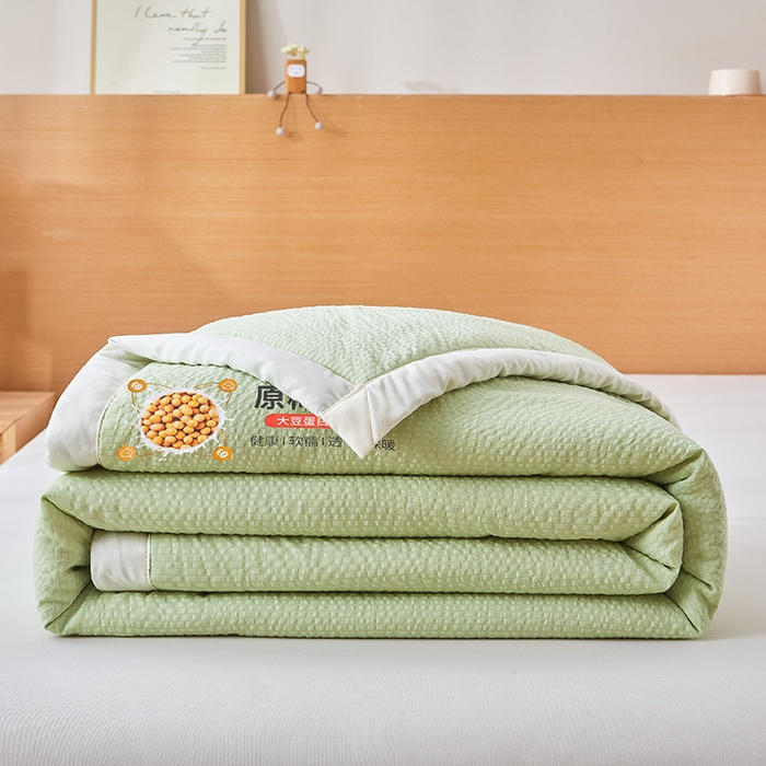 91家纺网 家纺一手货源 找家纺 欢乐季 2026新款A类提花皱皱纱超声波大豆夏被夏凉被空调被 薄荷绿