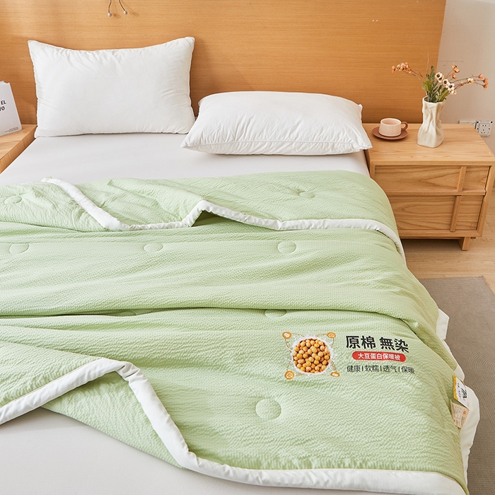 91家纺网 家纺一手货源 找家纺 欢乐季 2026新款A类提花皱皱纱超声波大豆夏被夏凉被空调被 薄荷绿