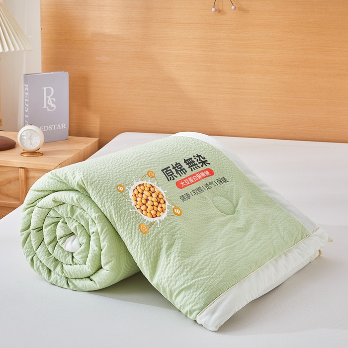 91家纺网 家纺一手货源 找家纺 欢乐季 2026新款A类提花皱皱纱超声波大豆夏被夏凉被空调被 薄荷绿