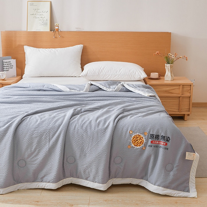 91家纺网 家纺一手货源 找家纺 欢乐季 2026新款A类提花皱皱纱超声波大豆夏被夏凉被空调被 高级灰