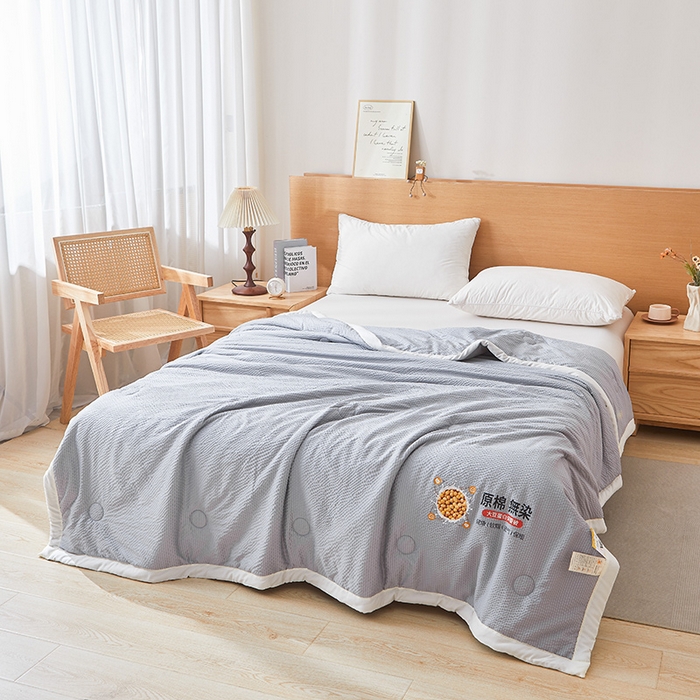 91家纺网 家纺一手货源 找家纺 欢乐季 2026新款A类提花皱皱纱超声波大豆夏被夏凉被空调被 高级灰