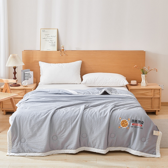 91家纺网 家纺一手货源 找家纺 欢乐季 2026新款A类提花皱皱纱超声波大豆夏被夏凉被空调被 高级灰