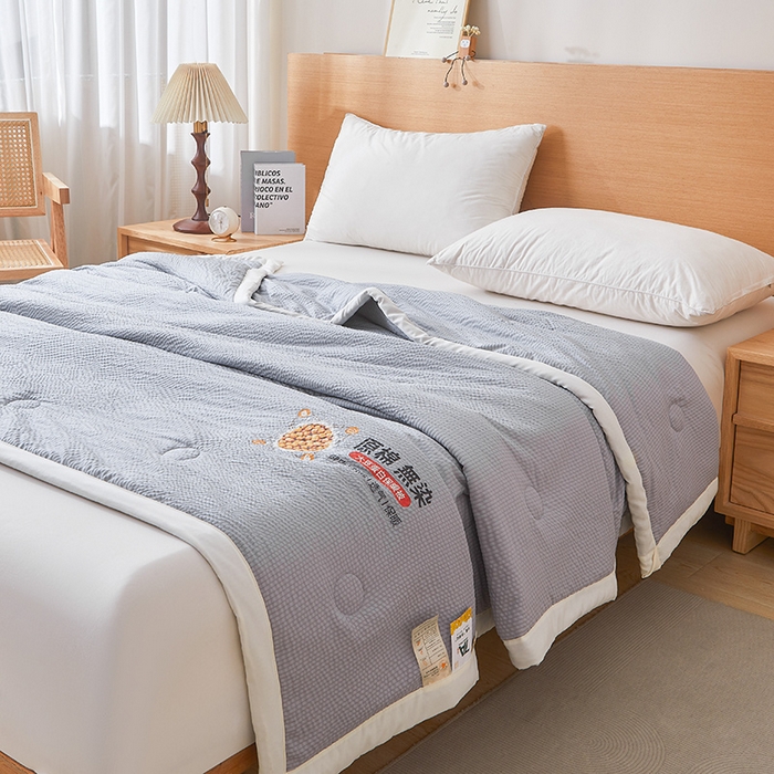 91家纺网 家纺一手货源 找家纺 欢乐季 2026新款A类提花皱皱纱超声波大豆夏被夏凉被空调被 高级灰