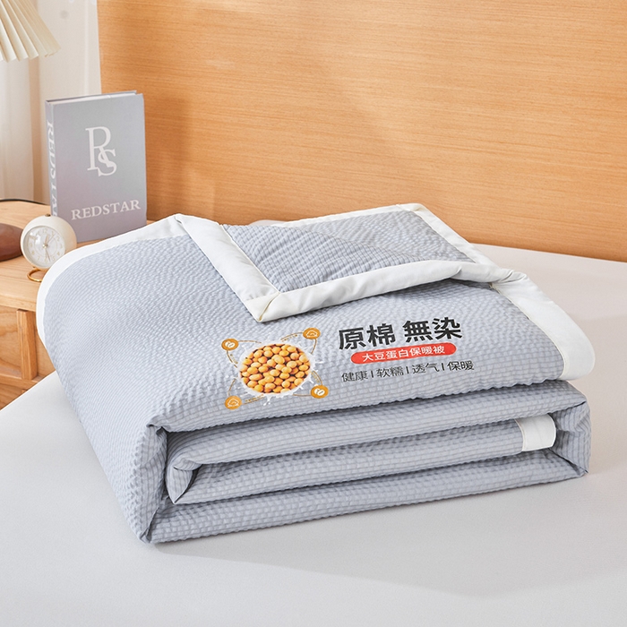 91家纺网 家纺一手货源 找家纺 欢乐季 2026新款A类提花皱皱纱超声波大豆夏被夏凉被空调被 高级灰