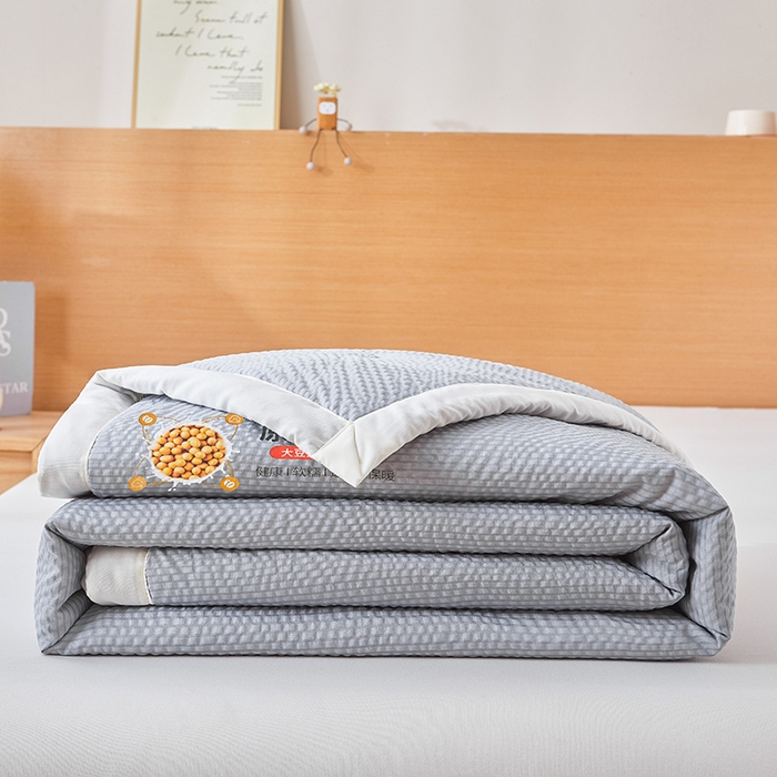 91家纺网 家纺一手货源 找家纺 欢乐季 2026新款A类提花皱皱纱超声波大豆夏被夏凉被空调被 高级灰