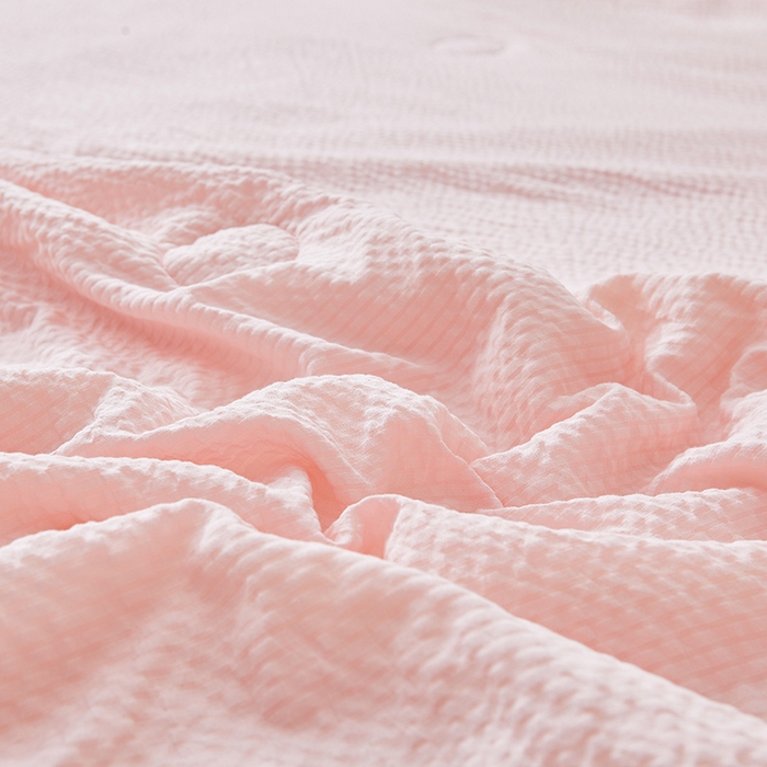 91家纺网 家纺一手货源 找家纺 欢乐季 2026新款A类提花皱皱纱超声波大豆夏被夏凉被空调被 蜜桃粉