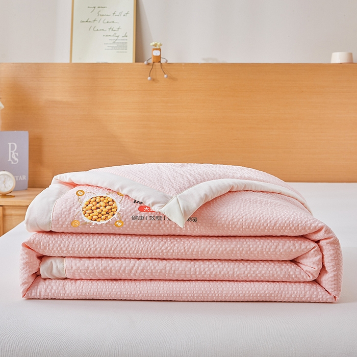 91家纺网 家纺一手货源 找家纺 欢乐季 2026新款A类提花皱皱纱超声波大豆夏被夏凉被空调被 蜜桃粉