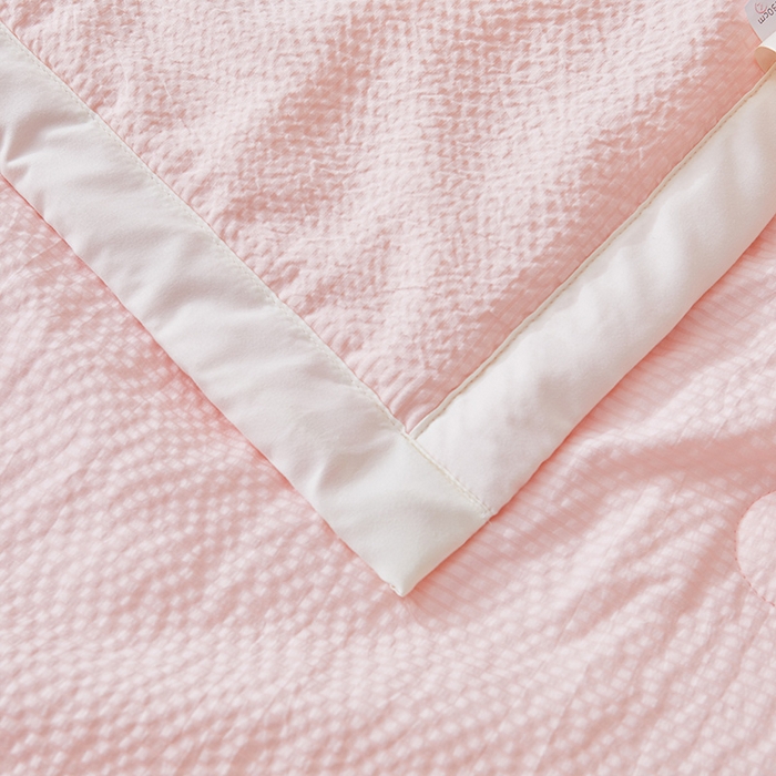 91家纺网 家纺一手货源 找家纺 欢乐季 2026新款A类提花皱皱纱超声波大豆夏被夏凉被空调被 蜜桃粉