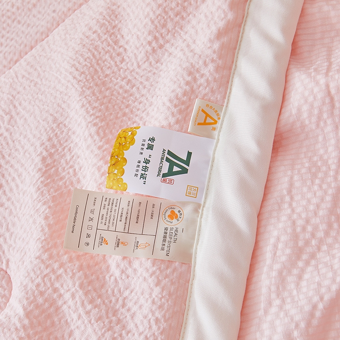 91家纺网 家纺一手货源 找家纺 欢乐季 2026新款A类提花皱皱纱超声波大豆夏被夏凉被空调被 蜜桃粉