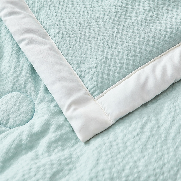 91家纺网 家纺一手货源 找家纺 欢乐季 2026新款A类提花皱皱纱超声波大豆夏被夏凉被空调被 雾霾蓝