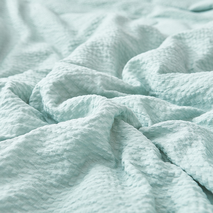 91家纺网 家纺一手货源 找家纺 欢乐季 2026新款A类提花皱皱纱超声波大豆夏被夏凉被空调被 雾霾蓝