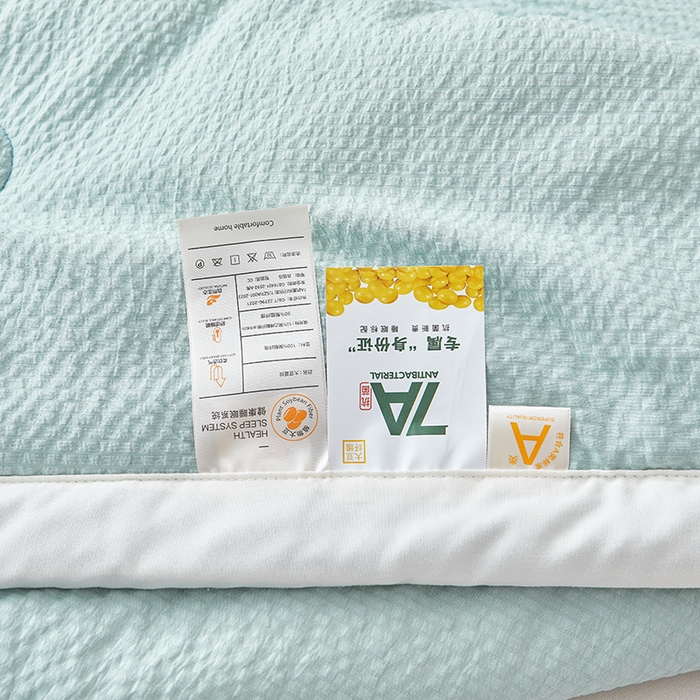 91家纺网 家纺一手货源 找家纺 欢乐季 2026新款A类提花皱皱纱超声波大豆夏被夏凉被空调被 雾霾蓝