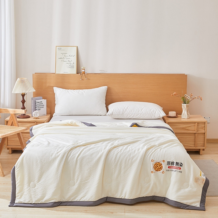 91家纺网 家纺一手货源 找家纺 欢乐季 2026新款A类提花皱皱纱超声波大豆夏被夏凉被空调被 月光白