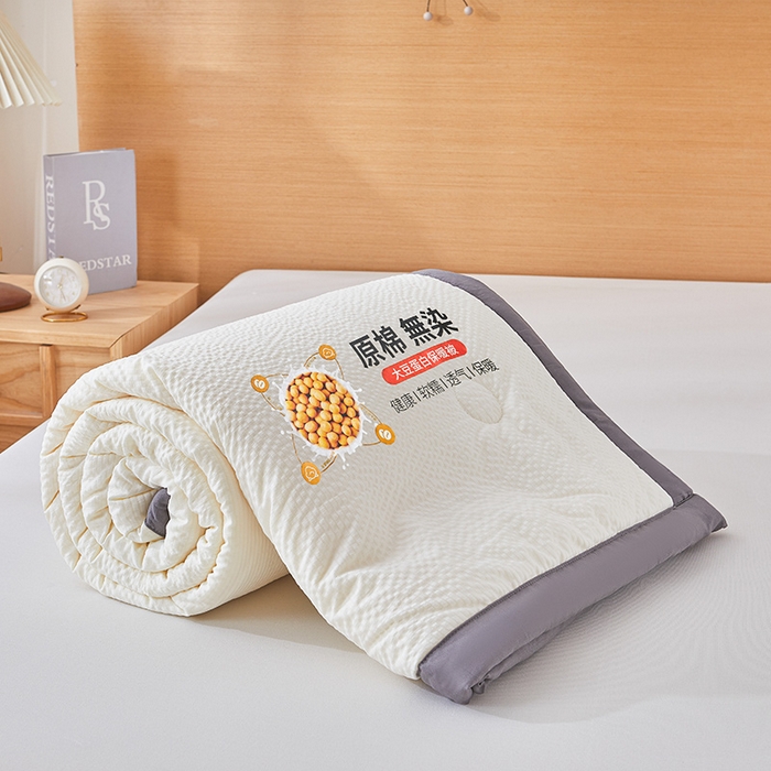 91家纺网 家纺一手货源 找家纺 欢乐季 2026新款A类提花皱皱纱超声波大豆夏被夏凉被空调被 月光白