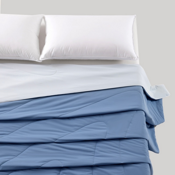 91家纺网 家纺一手货源 找家纺 法芙娜家纺 2026新款双面170克锦氨A类安芯凉感抗菌被被子被芯 藏青