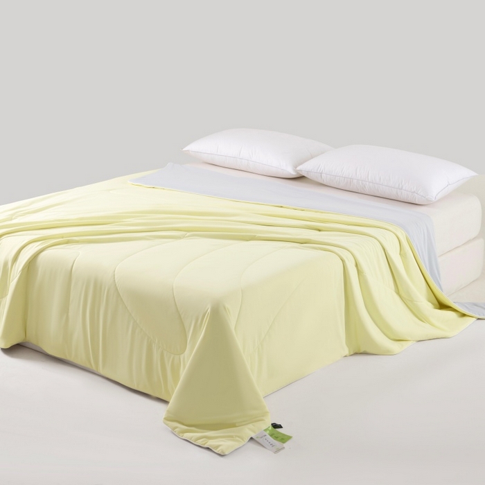 91家纺网 家纺一手货源 找家纺 法芙娜家纺 2026新款双面170克锦氨A类安芯凉感抗菌被被子被芯 柠檬黄