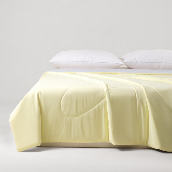 91家纺网 家纺一手货源 找家纺 法芙娜家纺 2026新款双面170克锦氨A类安芯凉感抗菌被被子被芯 柠檬黄