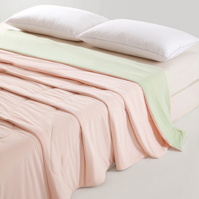 91家纺网 家纺一手货源 找家纺 法芙娜家纺 2026新款双面170克锦氨A类安芯凉感抗菌被被子被芯 藕粉