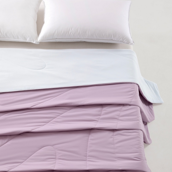 91家纺网 家纺一手货源 找家纺 法芙娜家纺 2026新款双面170克锦氨A类安芯凉感抗菌被被子被芯 水晶紫