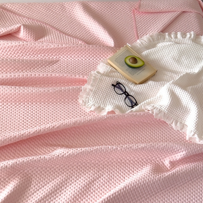 91家纺网 家纺一手货源 找家纺 法芙娜家纺 2026新款双面160克锦纶凉感小冰皮毯 粉色