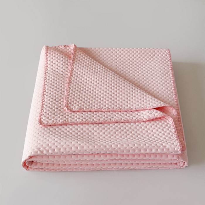 91家纺网 家纺一手货源 找家纺 法芙娜家纺 2026新款双面160克锦纶凉感小冰皮毯 粉色