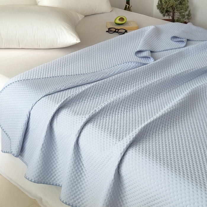 91家纺网 家纺一手货源 找家纺 法芙娜家纺 2026新款双面160克锦纶凉感小冰皮毯 浅灰