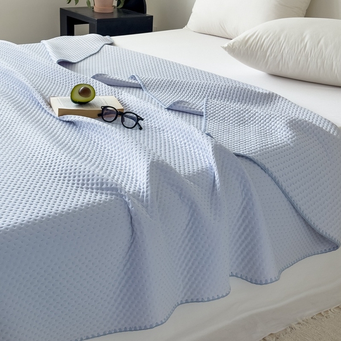 91家纺网 家纺一手货源 找家纺 法芙娜家纺 2026新款双面160克锦纶凉感小冰皮毯 浅灰