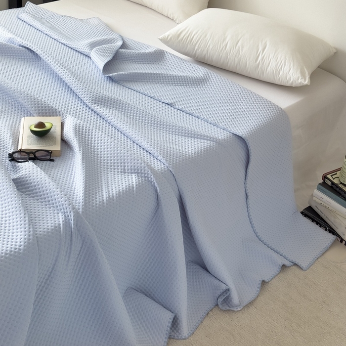 91家纺网 家纺一手货源 找家纺 法芙娜家纺 2026新款双面160克锦纶凉感小冰皮毯 浅灰