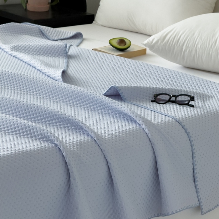 91家纺网 家纺一手货源 找家纺 法芙娜家纺 2026新款双面160克锦纶凉感小冰皮毯 浅灰