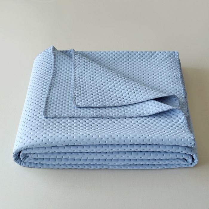 91家纺网 家纺一手货源 找家纺 法芙娜家纺 2026新款双面160克锦纶凉感小冰皮毯 浅蓝