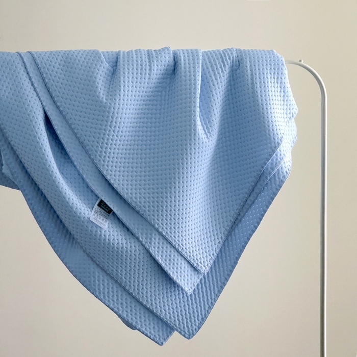 91家纺网 家纺一手货源 找家纺 法芙娜家纺 2026新款双面160克锦纶凉感小冰皮毯 浅蓝