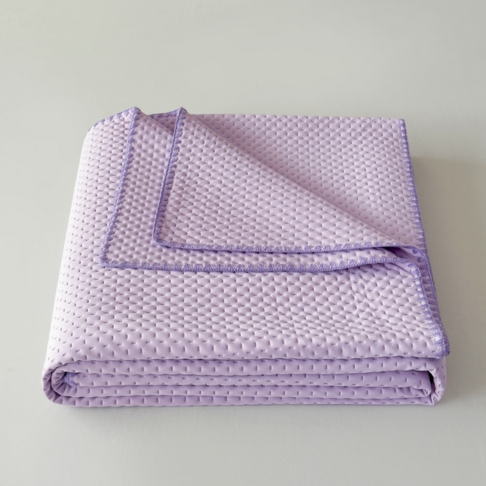 91家纺网 家纺一手货源 找家纺 法芙娜家纺 2026新款双面160克锦纶凉感小冰皮毯 紫色