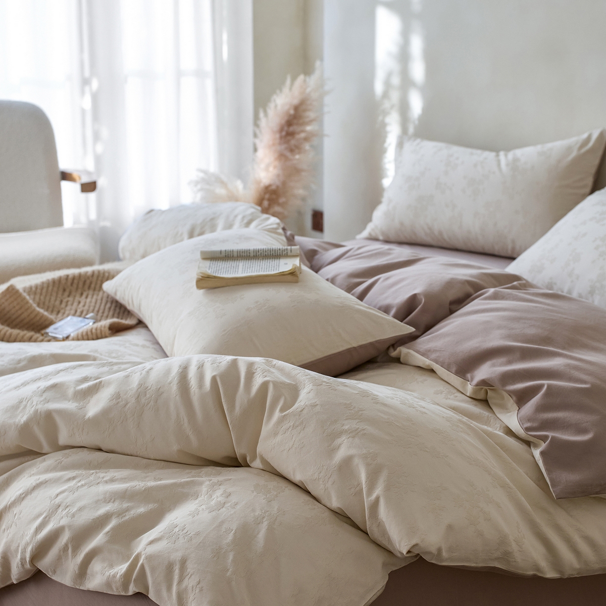 91家纺网 家纺一手货源 找家纺 （总）初拾 2026新款60支贡缎全棉厚织提花水洗四件套“长期主义”系列