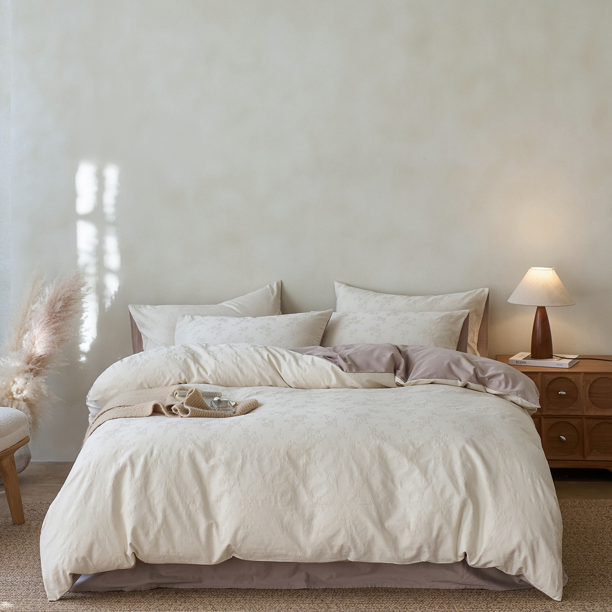 初拾 2026新款60支贡缎全棉厚织提花水洗四件套“长期主义”系列（会员减10日常券后小三件不低于268元 ，标准不低于328元） 朵夏