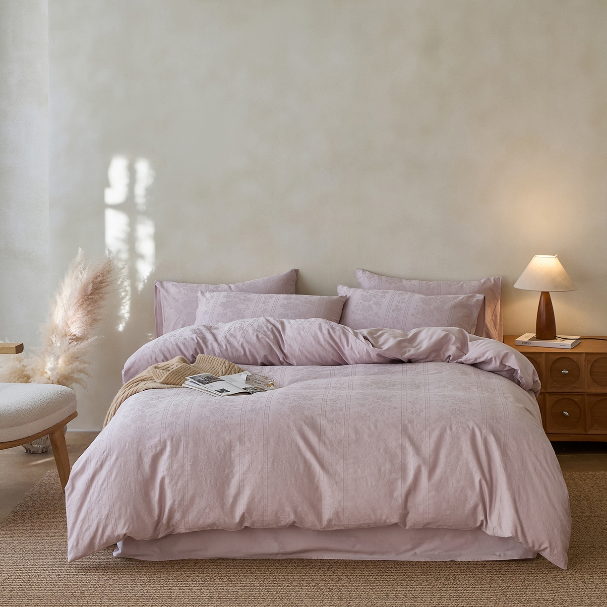 初拾 2026新款60支贡缎全棉厚织提花水洗四件套“长期主义”系列（会员减10日常券后小三件不低于268元 ，标准不低于328元） 圆舞曲