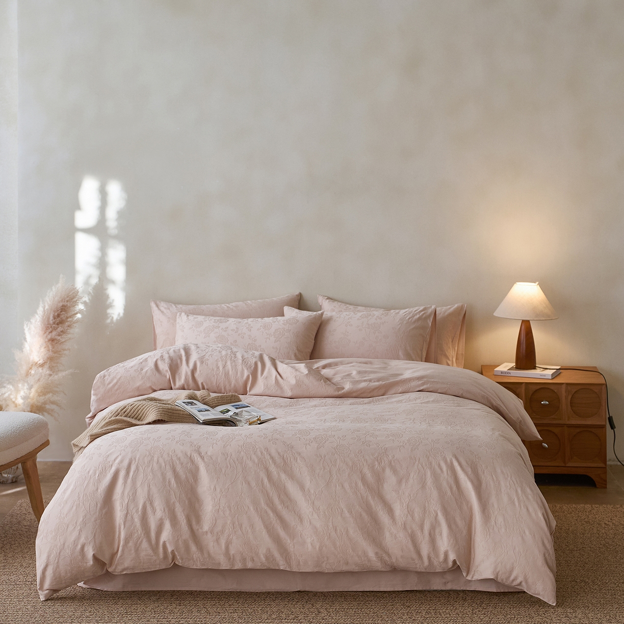 初拾 2026新款60支贡缎全棉厚织提花水洗四件套“长期主义”系列（会员减10日常券后小三件不低于268元 ，标准不低于328元） 玫瑰故事