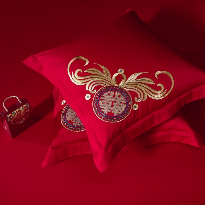 91家纺网 家纺一手货源 找家纺 慕她家纺 2026年全棉纯棉婚庆四件套大红色刺绣结床上用品（床盖款加40） 锦绣龙凤