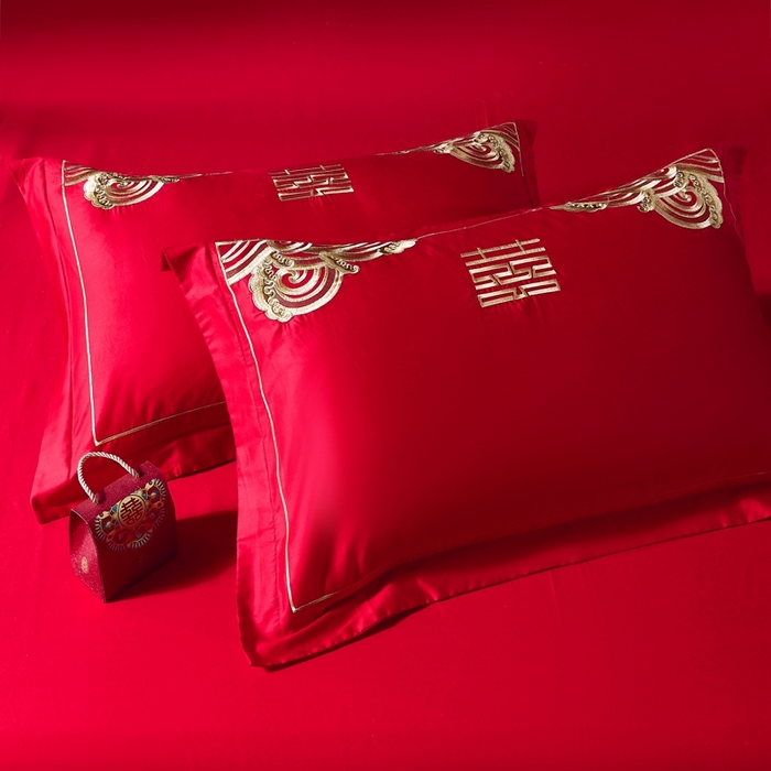 91家纺网 家纺一手货源 找家纺 慕她家纺 2026年全棉纯棉婚庆四件套大红色刺绣结床上用品（床盖款加40） 锦绣龙凤