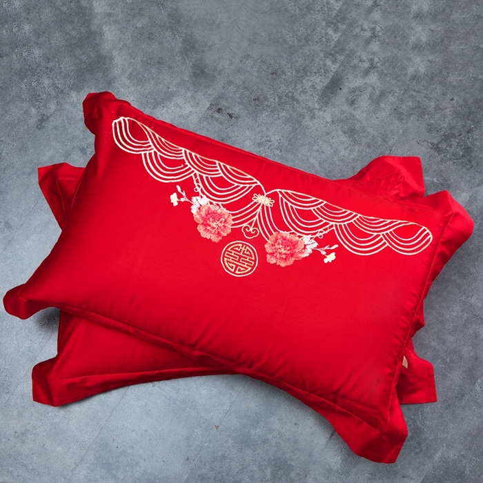 91家纺网 家纺一手货源 找家纺 慕她家纺 2026年全棉纯棉婚庆四件套大红色刺绣结床上用品（床盖款加40） 龙凤迎亲