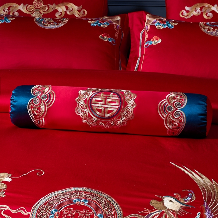 91家纺网 家纺一手货源 找家纺 慕她家纺 2026年全棉纯棉婚庆四件套大红色刺绣结床上用品（床盖款加40） 礼赞唐朝