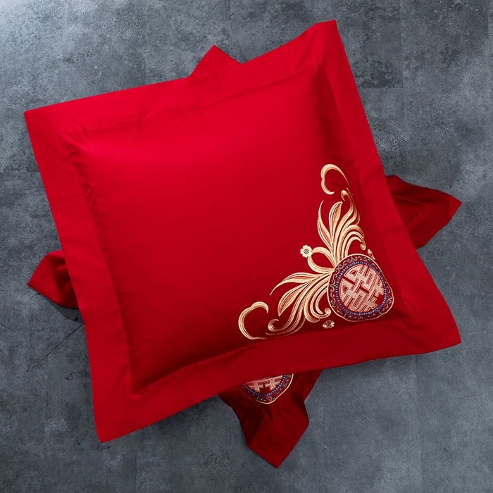 91家纺网 家纺一手货源 找家纺 慕她家纺 2026年全棉纯棉婚庆四件套大红色刺绣结床上用品（床盖款加40） 浪漫喜事