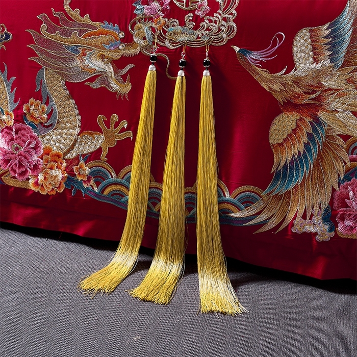 91家纺网 家纺一手货源 找家纺 慕她家纺 2026年全棉纯棉婚庆四件套大红色刺绣结床上用品（床盖款加40） 长绒棉-欢喜龙凤