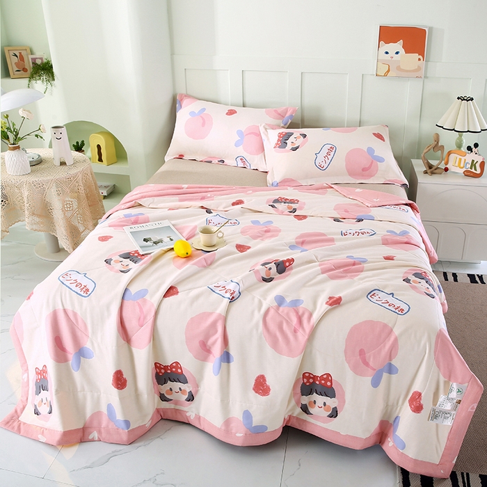 91家纺网 家纺一手货源 找家纺 米萝家居 2026新款全棉夏凉被纯棉空调被印花夏被 白桃公主