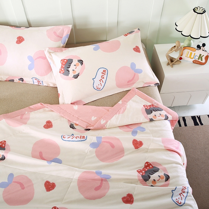 91家纺网 家纺一手货源 找家纺 米萝家居 2026新款全棉夏凉被纯棉空调被印花夏被 白桃公主