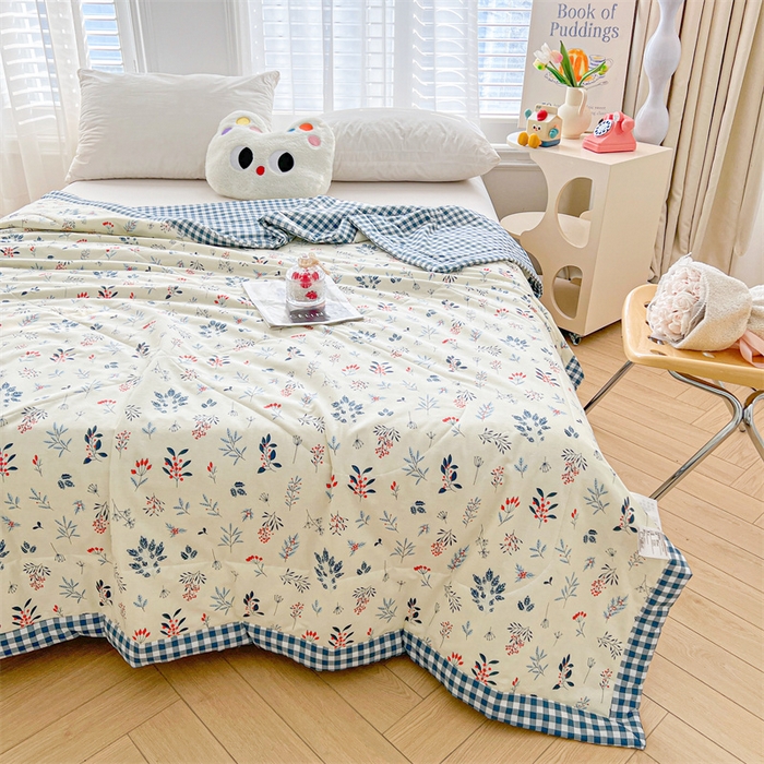 91家纺网 家纺一手货源 找家纺 米萝家居 2026新款全棉夏凉被纯棉空调被印花夏被 半亩花田