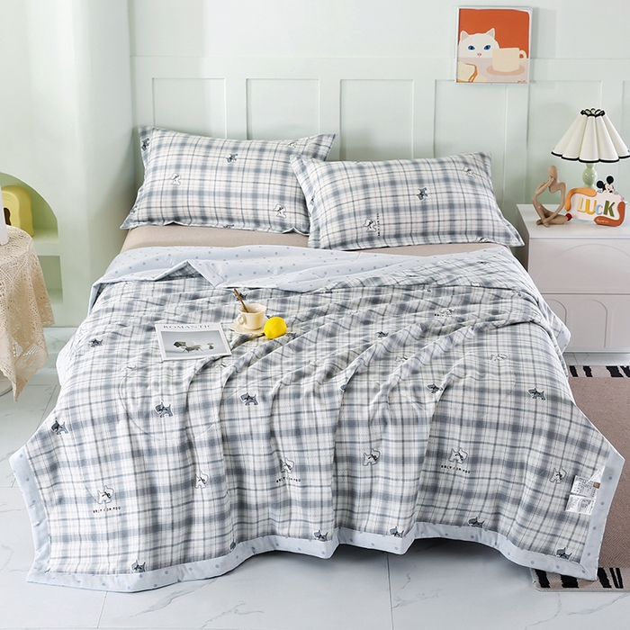 91家纺网 家纺一手货源 找家纺 米萝家居 2026新款全棉夏凉被纯棉空调被印花夏被 超能小柴-灰