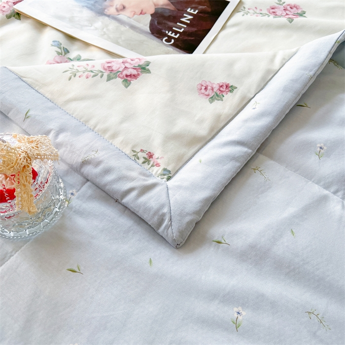 91家纺网 家纺一手货源 找家纺 米萝家居 2026新款全棉夏凉被纯棉空调被印花夏被 花间集-米