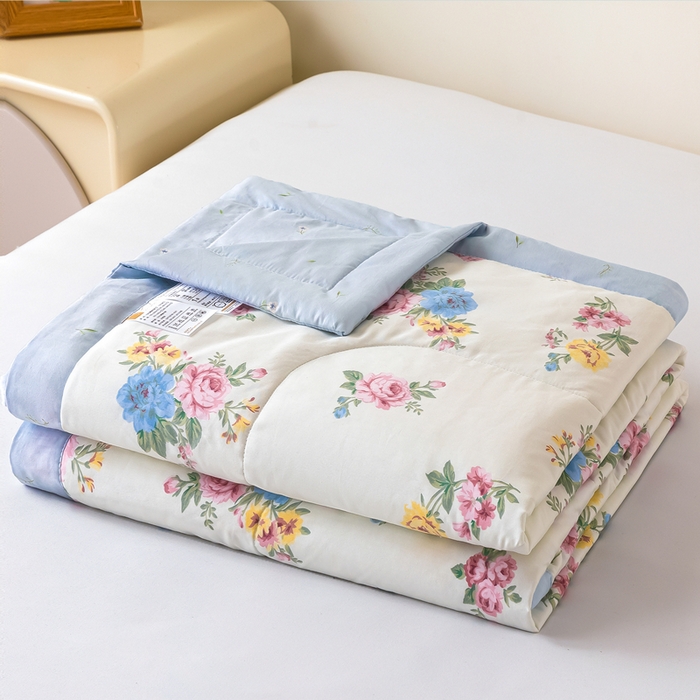 91家纺网 家纺一手货源 找家纺 米萝家居 2026新款全棉夏凉被纯棉空调被印花夏被 花间集-米