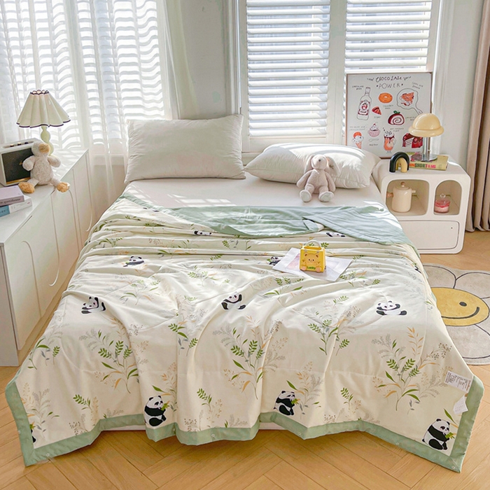 91家纺网 家纺一手货源 找家纺 米萝家居 2026新款全棉夏凉被纯棉空调被印花夏被 可爱熊猫